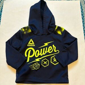 Reebok Power Neon Green Lettered Blue Sweat-shirt with a hood